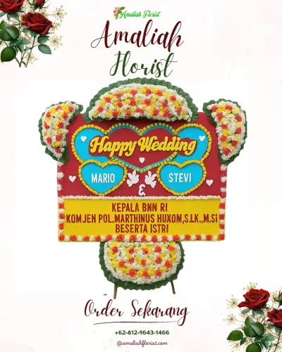 Karangan Papan Bunga Pernikahan di Medahan